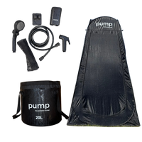 THE PORTABLE COMBO (tent + shower + bucket)